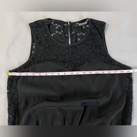 Express Women Size 12 Jumpsuit Black Sleeveless Lace Top Pockets Harem Pants - Picture 3 of 12